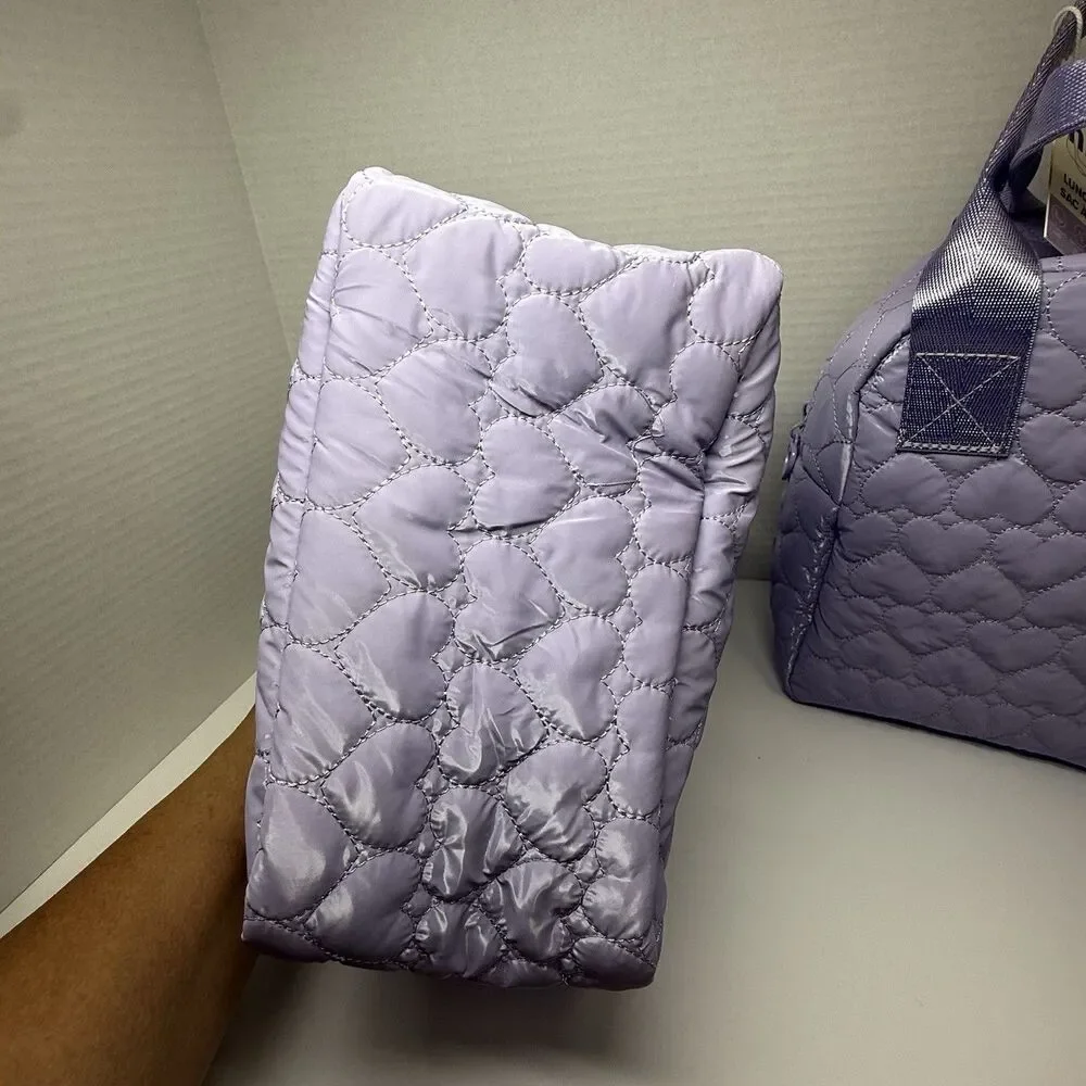 Mine By MyTagalongs Purple Heart Quilted Lunch Tote Lot Of 2 Nordstrom Bags New
